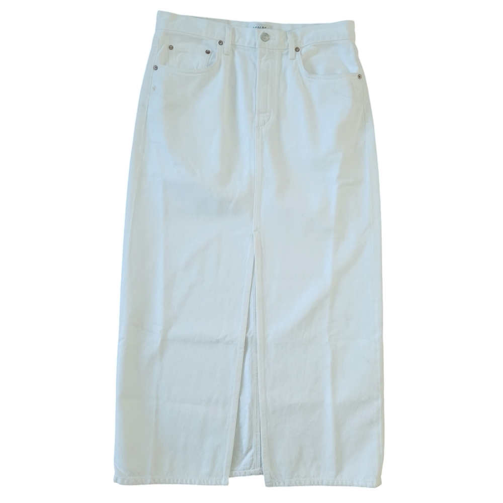 Agolde White Midi Denim Skirt